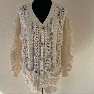 Cozy Cream Cable Knit Cardigan 1X/2X‎